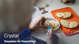  Presentation with elderly - Slides enhanced with close-up-of-the-hands background and a navy blue colored foreground