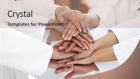  Presentation with medical teamwork - PPT theme featuring close-up of the medical background and a coral colored foreground