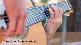  Presentation with classical guitar - Slide set with close-up-of-the-musician background and a  colored foreground