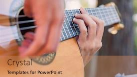  Presentation with classical guitar - Slides featuring close-up-of-the-musician background and a coral colored foreground