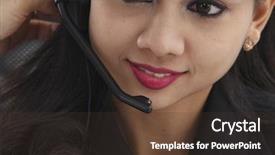  Presentation with receptionist - Slide set consisting of close up of the receptionist talking background and a tawny brown colored foreground