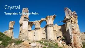  Presentation with building - Slides consisting of close-up-of-the-ruins background and a ocean colored foreground