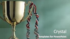  Presentation with trophy - Slide deck with close up of the trophy in front of blackboard background and a gray colored foreground