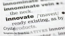  Presentation with dictionary - PPT theme featuring close up of the word innovate from a dictionary background and a light gray colored foreground