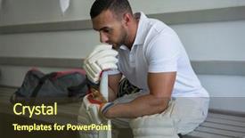  Presentation with locker room - PPT layouts with close up of thoughtful cricket background and a tawny brown colored foreground