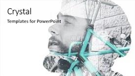  Presentation with amsterdam - PPT theme with close-up of thoughtful hipster looking away against bicycle in amsterdam background and a white colored foreground