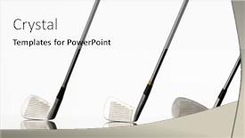  Presentation with sports golf - PPT theme enhanced with close-up-of-three-golf background and a white colored foreground