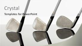  Presentation with sports golf - PPT theme featuring close-up-of-three-golf background and a white colored foreground