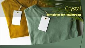  Presentation with retail - Theme consisting of close-up-of-tshirts background and a tawny brown colored foreground