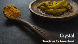  Presentation with turmeric - Theme consisting of close-up of turmeric powder background and a wine colored foreground
