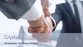  Presentation with shaking hands - Presentation theme consisting of close-up-of-two-business background and a sky blue colored foreground