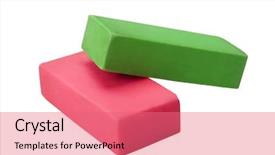  Presentation with two plastic bottles milk - Cool new presentation theme with close-up of two erasers backdrop and a coral colored foreground