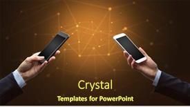  Presentation with smartphones - Cool new presentation with close up of two hands holding smartphones to each other wireless connection concept backdrop and a wine colored foreground