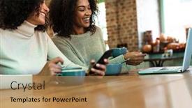  Presentation with tea cup - PPT layouts featuring close-up-of-two-happy background and a coral colored foreground