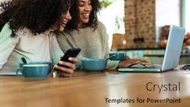  Presentation with tea cup - Slides consisting of close-up-of-two-happy background and a coral colored foreground