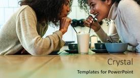  Presentation with milkshake - Slides with close-up-of-two-happy background and a yellow colored foreground