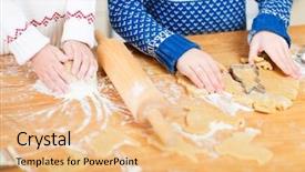  Presentation with baking cookies - PPT theme enhanced with close up of two kids baking cookies background and a lemonade colored foreground