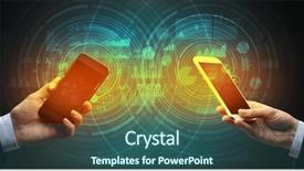  Presentation with smartphones - Beautiful PPT layouts featuring close up of two smartphones backdrop and a ocean colored foreground