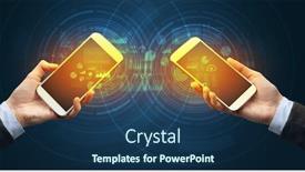  Presentation with smartphones - Audience pleasing presentation theme consisting of close-up-of-two-smartphones backdrop and a ocean colored foreground