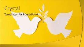  Presentation with doves - Presentation theme consisting of close-up-of-two-white background and a yellow colored foreground