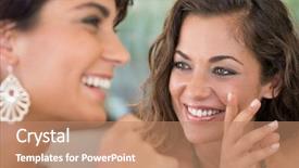  Presentation with helping others two hands woman - PPT theme having close up of two young background and a coral colored foreground