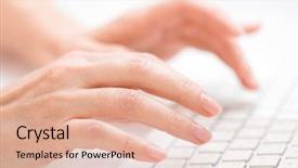  Presentation with keyboard - Slide deck consisting of close-up of typing hands background and a lemonade colored foreground