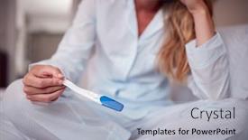  Presentation with unhappy - Audience pleasing slide deck consisting of close-up-of-unhappy-woman backdrop and a light blue colored foreground