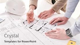  Presentation with architects - Presentation design having close-up-of-unrecognizable-architects background and a white colored foreground