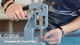  Presentation with apron - Presentation theme enhanced with close-up-of-unrecognizable-artisan background and a seafoam green colored foreground