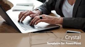  Presentation with project - Theme featuring close-up-of-unrecognizable-businesswoman background and a coral colored foreground