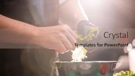  Presentation with chef - Slides having close-up-of-unrecognizable-chef background and a coral colored foreground