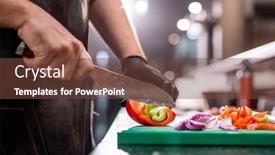  Presentation with apron - Beautiful theme featuring close-up-of-unrecognizable-chef backdrop and a tawny brown colored foreground