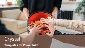  Presentation with sweets - Slides enhanced with close-up-of-unrecognizable-children background and a coral colored foreground