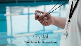  Presentation with swimming pool - Cool new theme with close-up-of-unrecognizable-coach backdrop and a light blue colored foreground