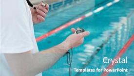  Presentation with whistle - PPT layouts having close-up-of-unrecognizable-coach background and a teal colored foreground