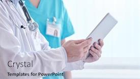  Presentation with lab coat - PPT layouts having close-up-of-unrecognizable-doctor background and a lemonade colored foreground