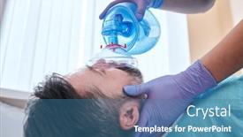  Presentation with oxygen - Presentation design featuring close-up-of-unrecognizable-doctor background and a teal colored foreground