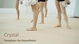  Presentation with cheerleading - Cool new presentation with close-up-of-unrecognizable-girls backdrop and a soft green colored foreground