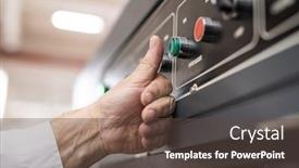  Presentation with machine operator - Audience pleasing PPT theme consisting of close-up-of-unrecognizable-machine backdrop and a tawny brown colored foreground