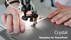  Presentation with sewing machine - Presentation theme having close-up-of-unrecognizable-man background and a gray colored foreground