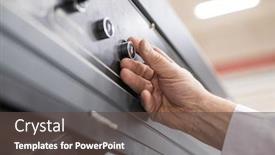  Presentation with factory machine - PPT theme with close-up-of-unrecognizable-man background and a tawny brown colored foreground