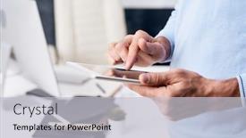  Presentation with business partner - Beautiful slide set featuring close-up-of-unrecognizable-man backdrop and a light gray colored foreground