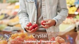  Presentation with market food - Presentation with close-up-of-unrecognizable-man background and a coral colored foreground