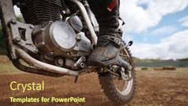  Presentation with motorbike - Presentation design with close-up-of-unrecognizable-motorcyclist background and a tawny brown colored foreground