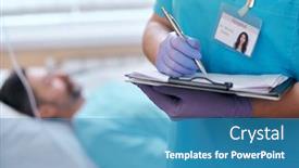  Presentation with surgical nurse - Colorful slide set enhanced with close-up-of-unrecognizable-nurse backdrop and a teal colored foreground