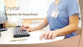  Presentation with medical desk - Theme having close-up-of-unrecognizable-nurse background and a cream colored foreground