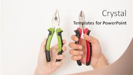  Presentation with different - Slides with close-up-of-unrecognizable-people background and a sky blue colored foreground