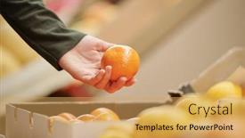  Presentation with food market - Presentation theme having close-up-of-unrecognizable-person background and a yellow colored foreground