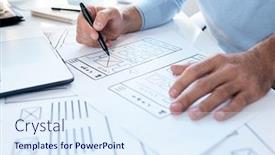  Presentation with interface - Slide set featuring close-up-of-unrecognizable-ui background and a sky blue colored foreground