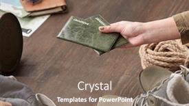  Presentation with hiking - PPT theme enhanced with close-up-of-unrecognizable-woman background and a gray colored foreground